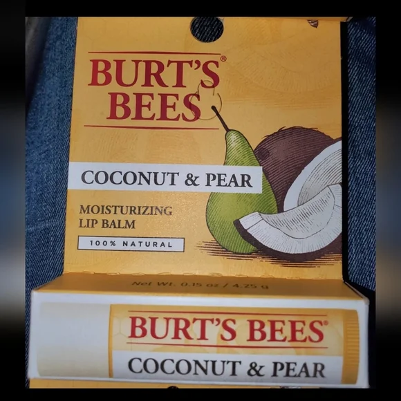 :* 4 NIB Burt's Bees coconut & pear moisturizing & red dahlia Tinted Lip balm - Picture 5 of 12